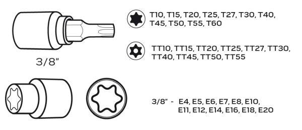 NEO Tools Torx-otsakud 3/8, 34 osa