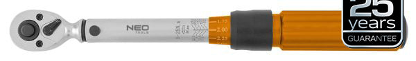 NEO Tools Kahesuunaline momentvõti 1/4, 5-25 Nm, 21 osa