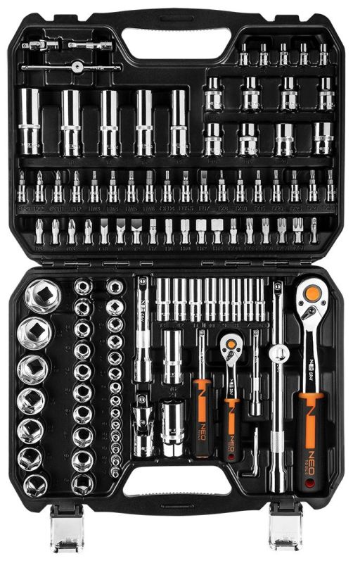 NEO Tools Padrunikomplekt 1/4, 1/2, 110 osa, CRV