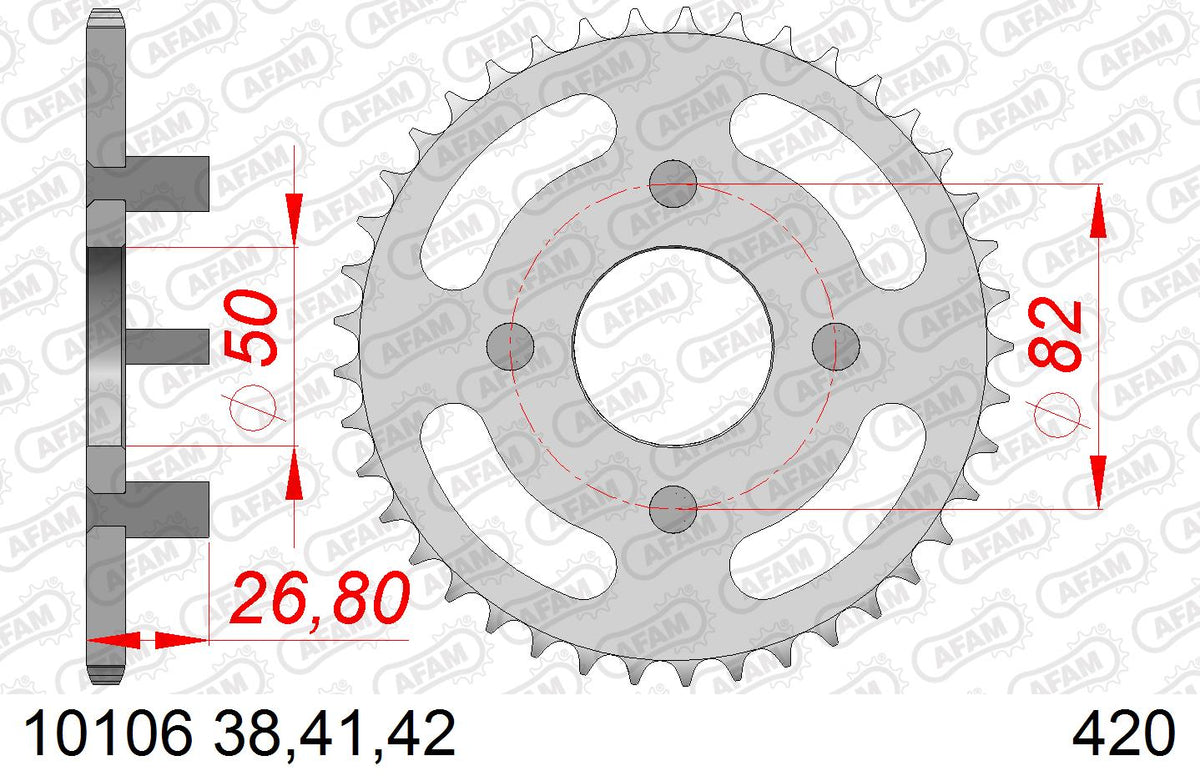 AFAM Tagumine hammasratas 10106-38, 38z, samm 420, teras