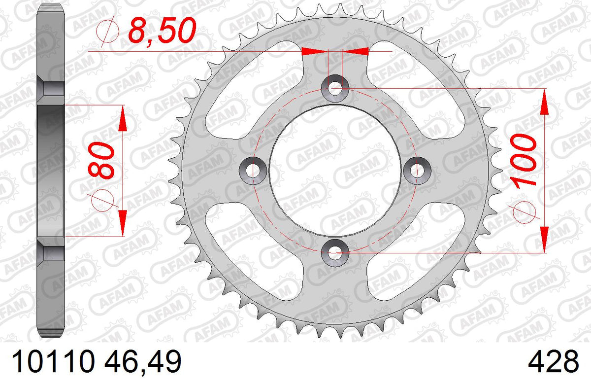 AFAM Tagumine hammasratas 10110-46, 46z, samm 428, teras