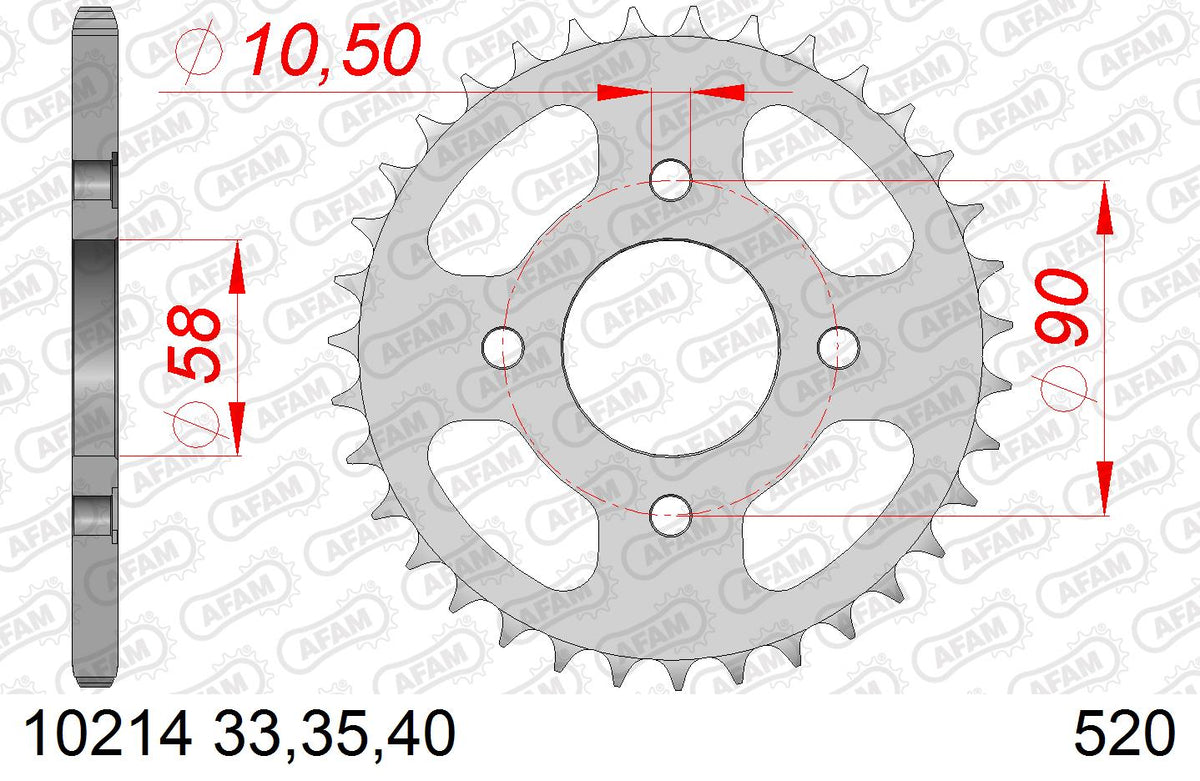 AFAM Tagumine hammasratas 10214-33, 33z, samm 520, teras