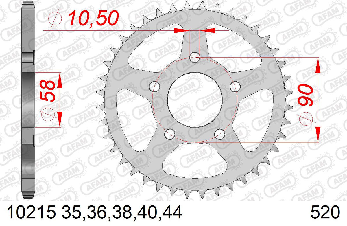AFAM Tagumine hammasratas 10215-38, 38z, samm 520, teras