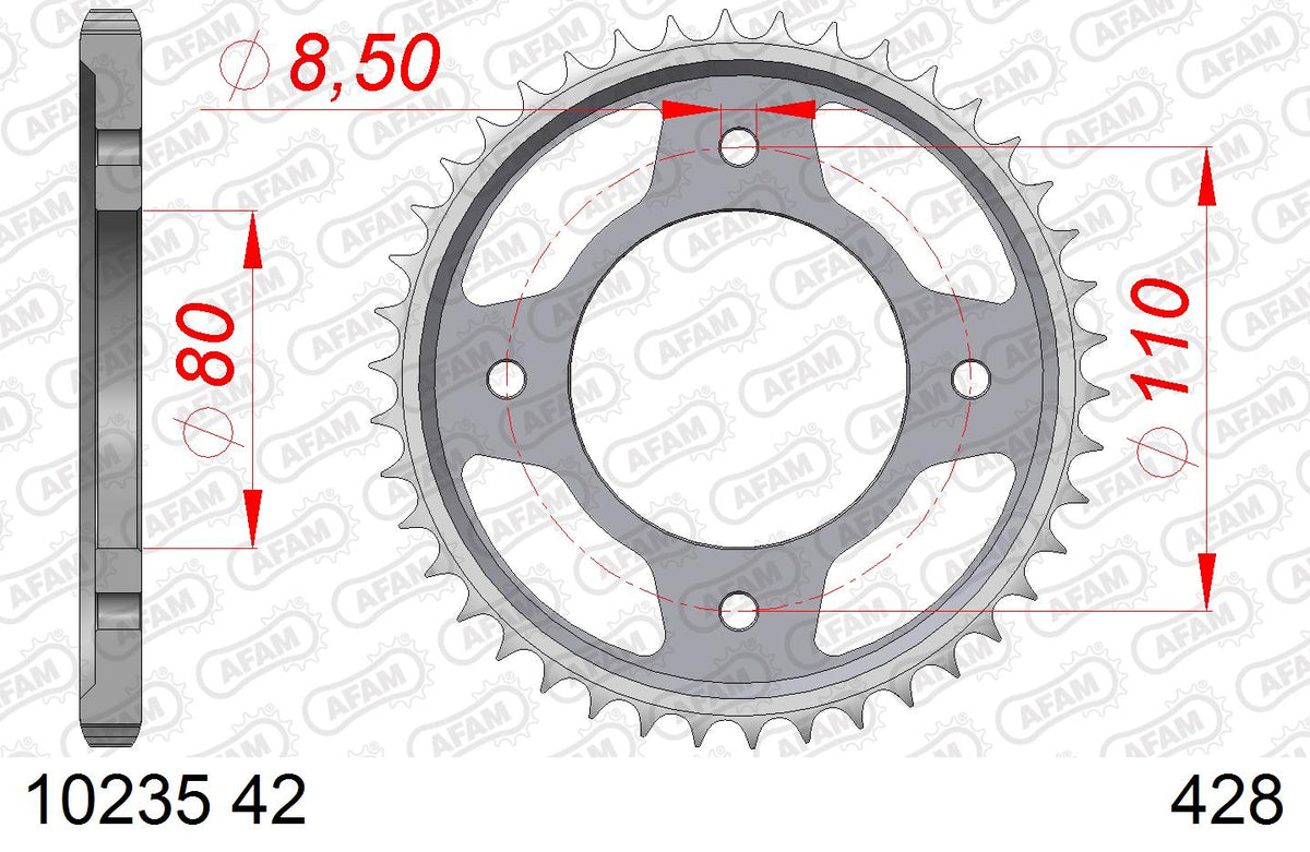 AFAM Tagumine hammasratas 10235-42, 42z, samm 428, teras