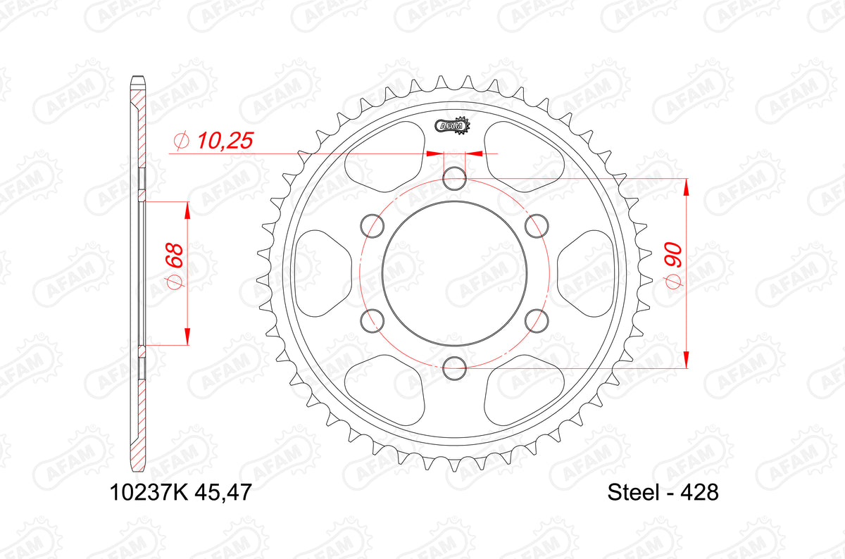 AFAM Tagumine hammasratas 10237-47, 47z, samm 428, teras
