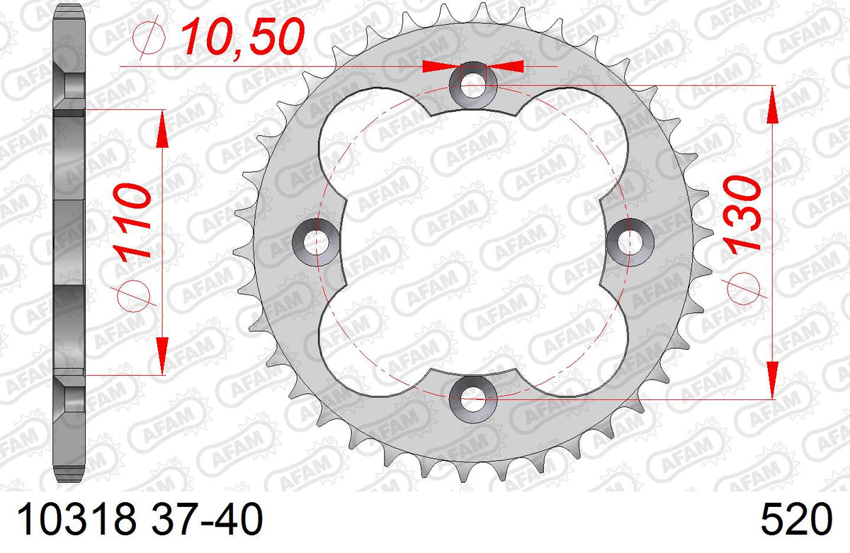 AFAM Tagumine hammasratas 10318-39, 39z, samm 520, teras