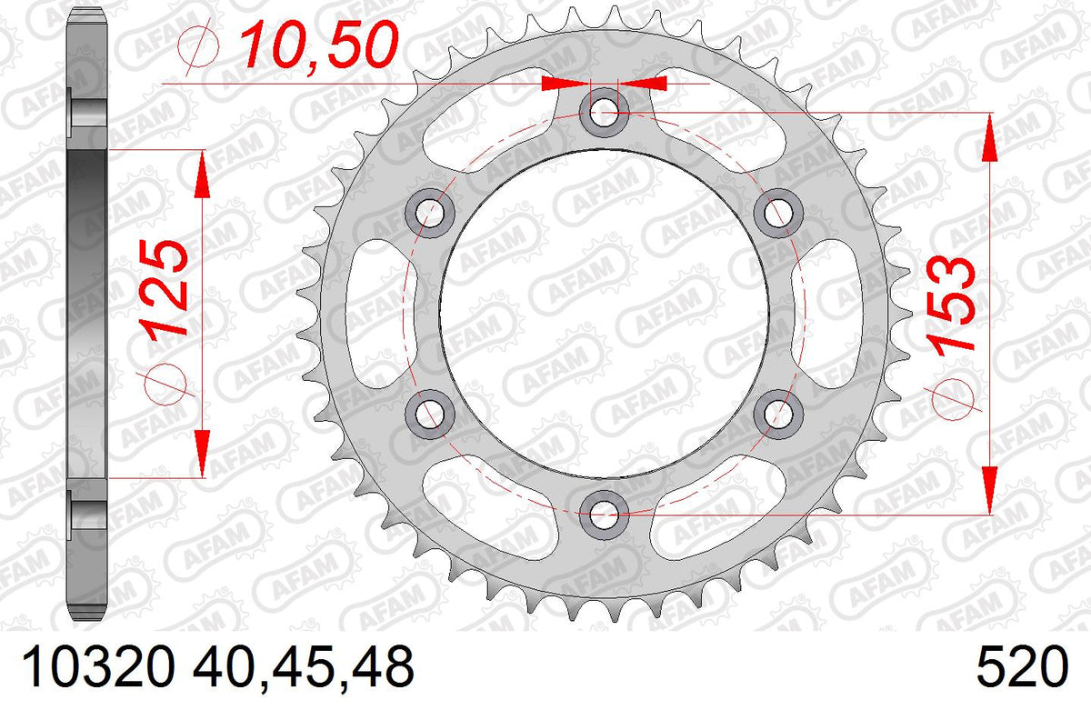 AFAM Tagumine hammasratas 10320-45, 45z, samm 520, teras