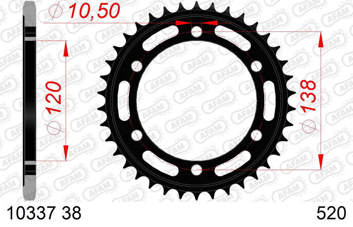 AFAM Tagumine hammasratas 10337-38, 38z, samm 520, teras