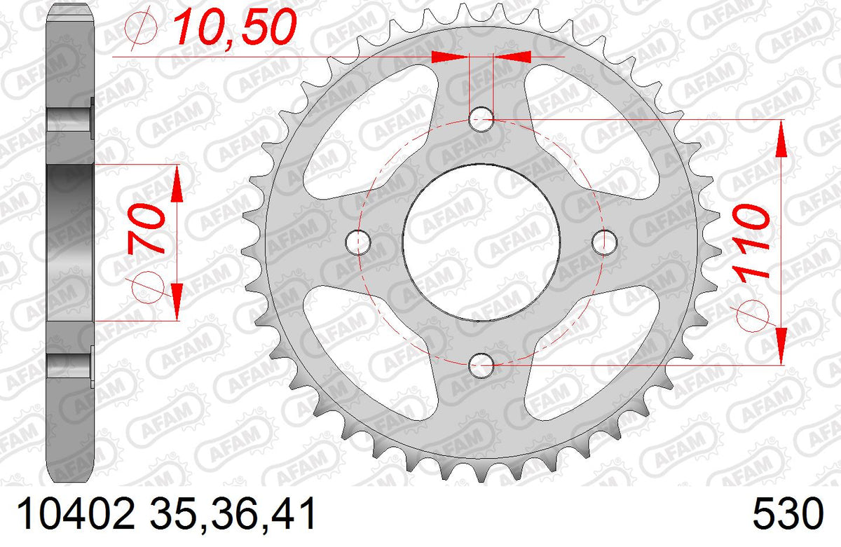 AFAM Tagumine hammasratas 10402-36, 36z, samm 530, teras