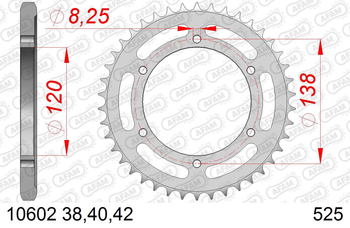 AFAM Tagumine hammasratas 10602-38, 38z, samm 525, teras