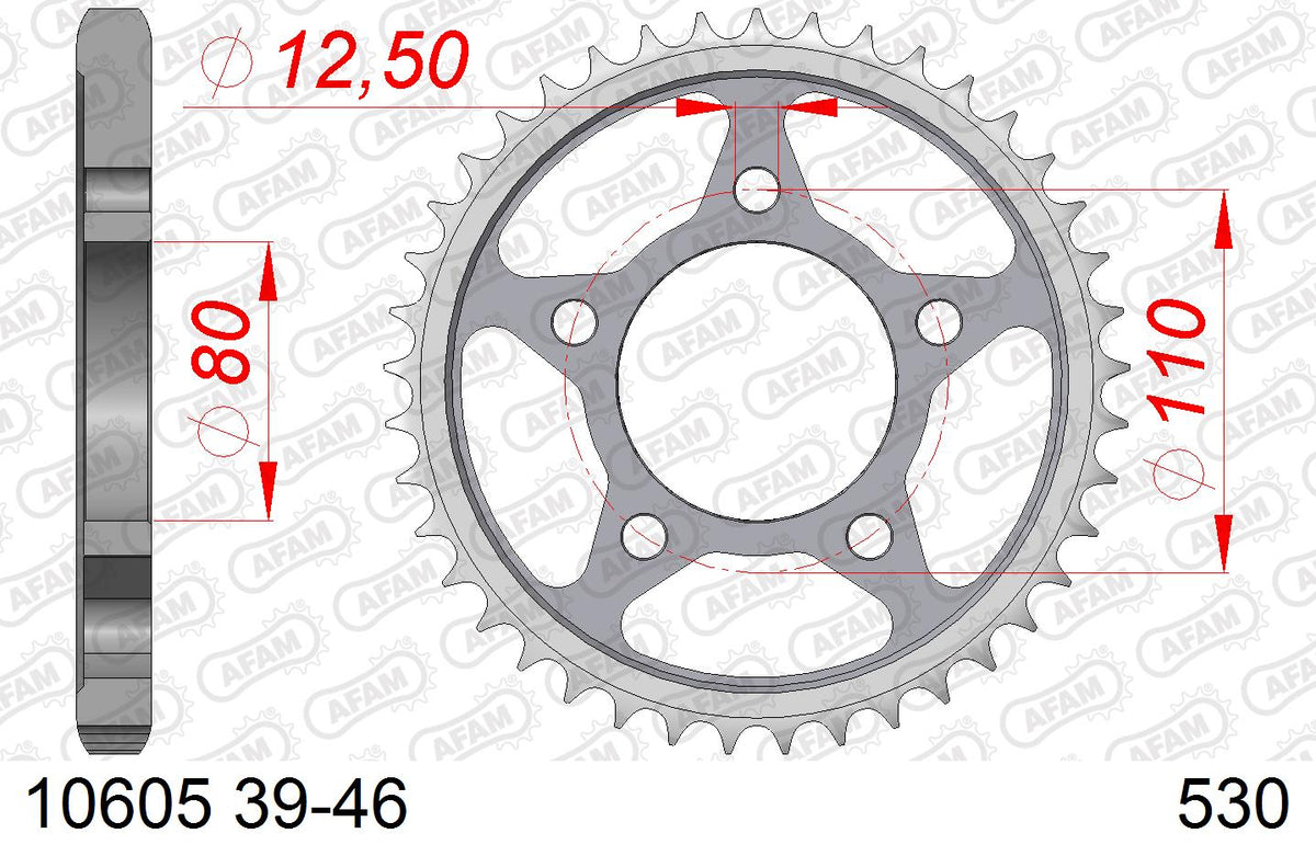 AFAM Tagumine hammasratas 10605-46, 46z, samm 530, teras