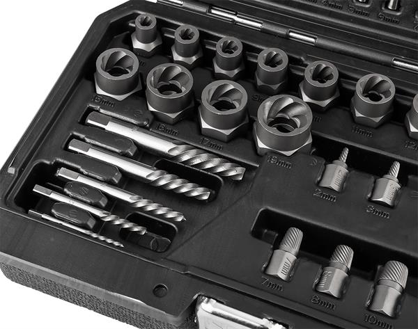 NEO Tools Vigastatud poltide komplekt (puuride ja väljakeerajatega), 40 osa, 25.73.40.0