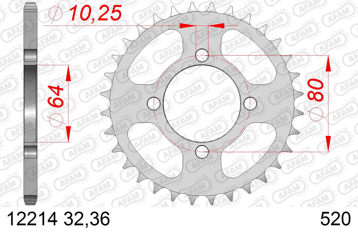 AFAM Tagumine hammasratas 12214-32, 32z, samm 520, teras