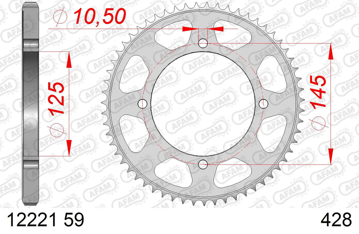 AFAM Tagumine hammasratas 12221-59, 59z, samm 428, teras