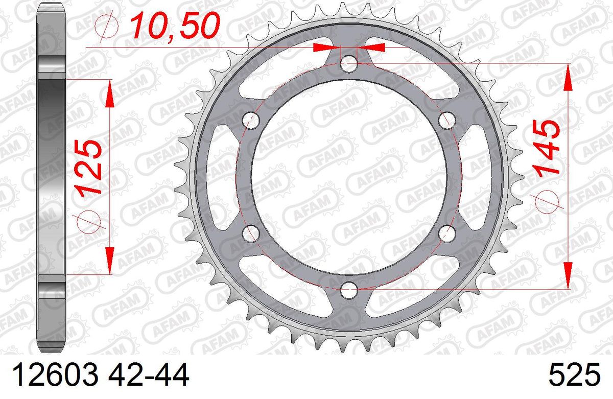 AFAM Tagumine hammasratas 12603-42, 42z, samm 525, teras