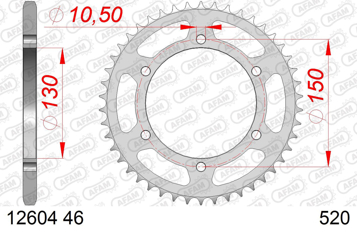 AFAM Tagumine hammasratas 12604-46, 46z, samm 520, teras