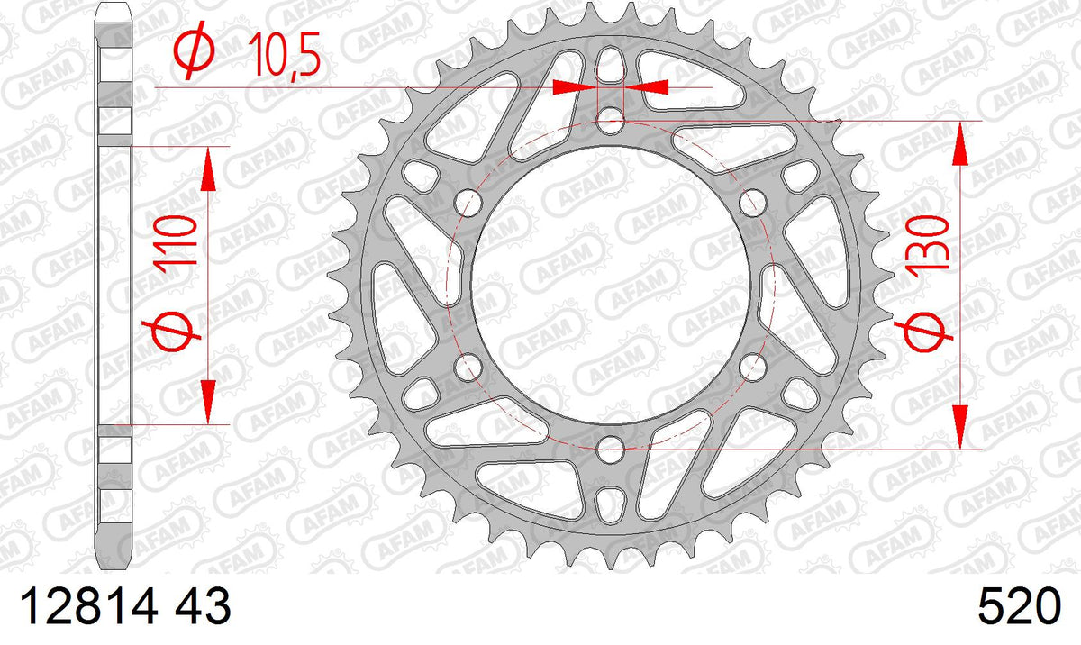 AFAM Tagumine hammasratas 12814-43, 43z, samm 520, teras