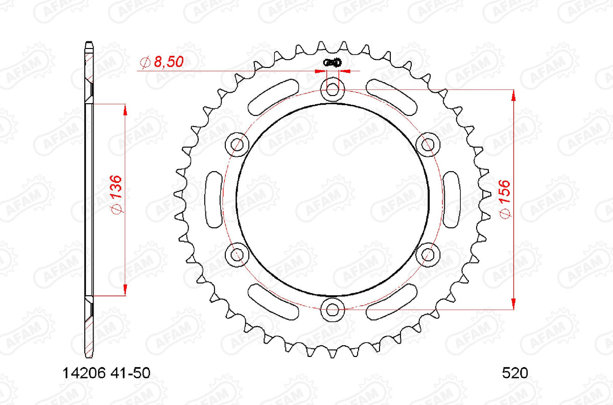 AFAM Tagumine hammasratas 14206-49, 49z, samm 520, teras