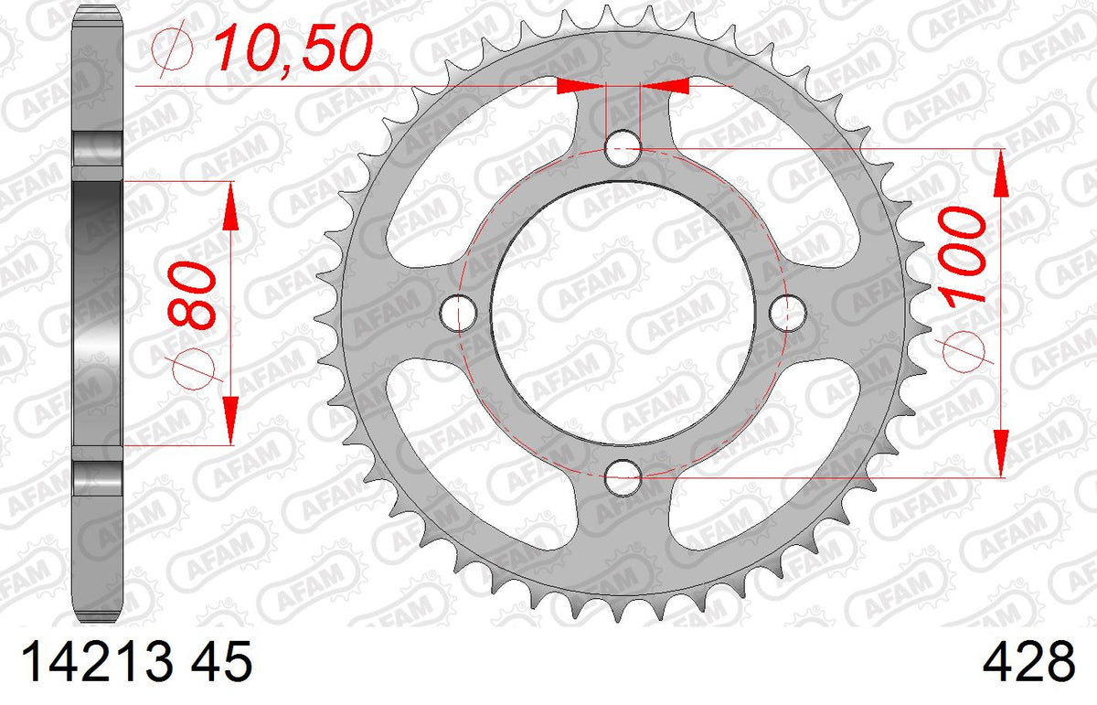 AFAM Tagumine hammasratas 14213-45, 45z, samm 428, teras