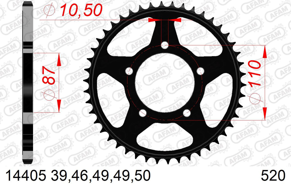 AFAM Tagumine hammasratas 14405-39, 39z, samm 520, teras