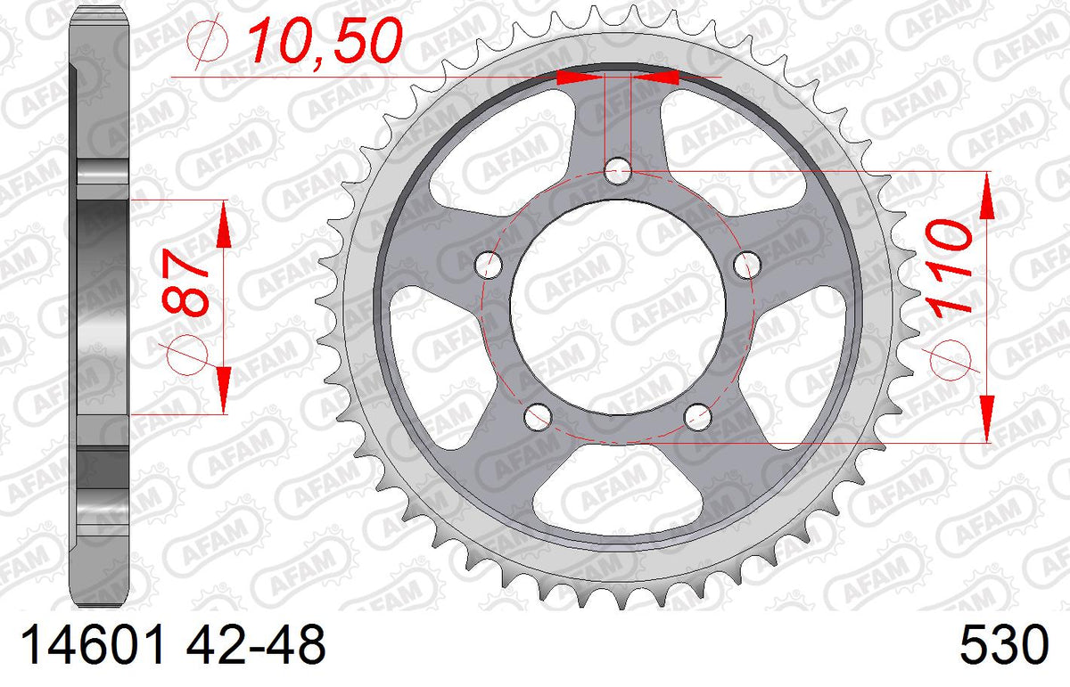 AFAM Tagumine hammasratas 14601-48, 48z, samm 530, teras
