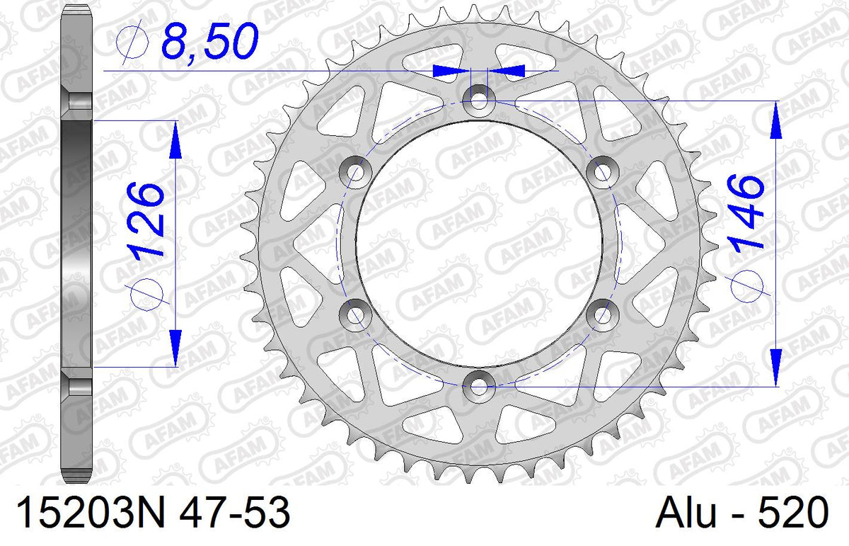AFAM Tagumine hammasratas 15203N-49, 49z, samm 520