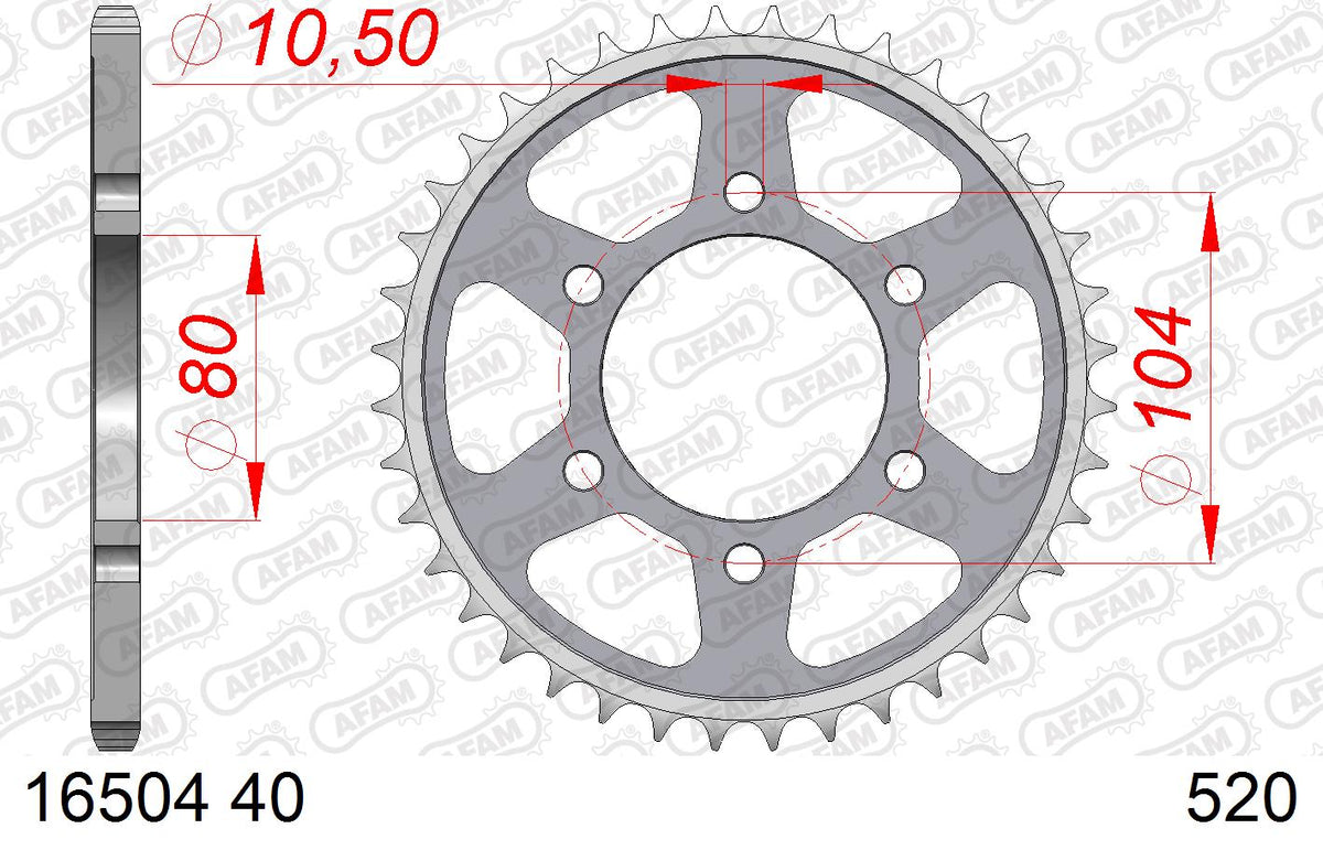 AFAM Tagumine hammasratas 16504-40, 40z, samm 520, teras