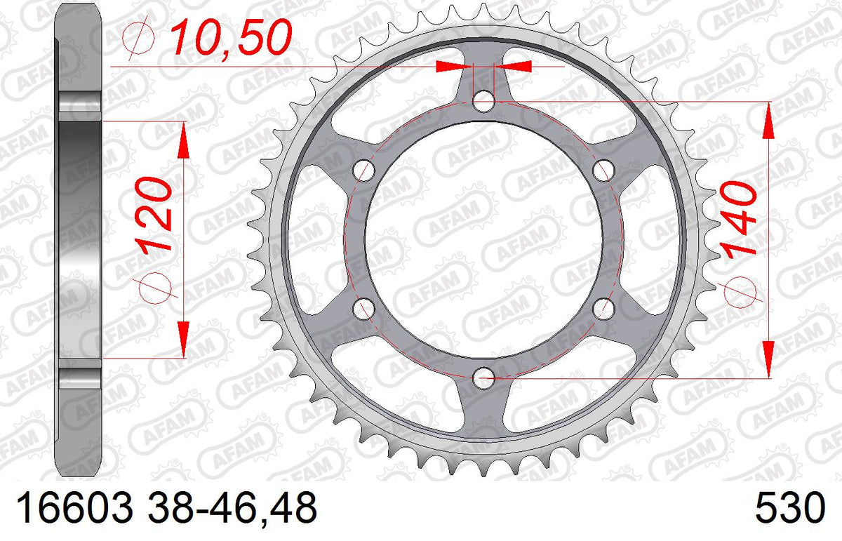 AFAM Tagumine hammasratas 16603-42, 42z, samm 530, teras