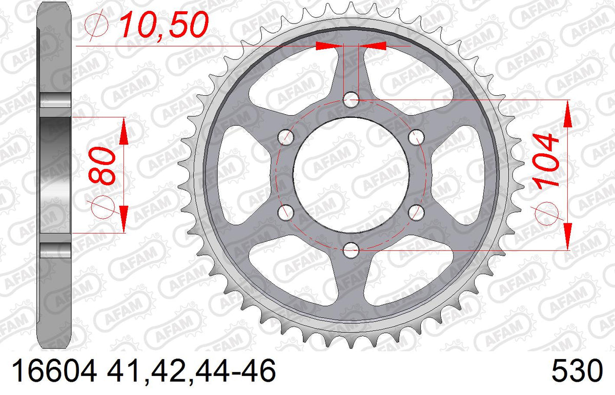AFAM Tagumine hammasratas 16604-41, 41z, samm 530, teras