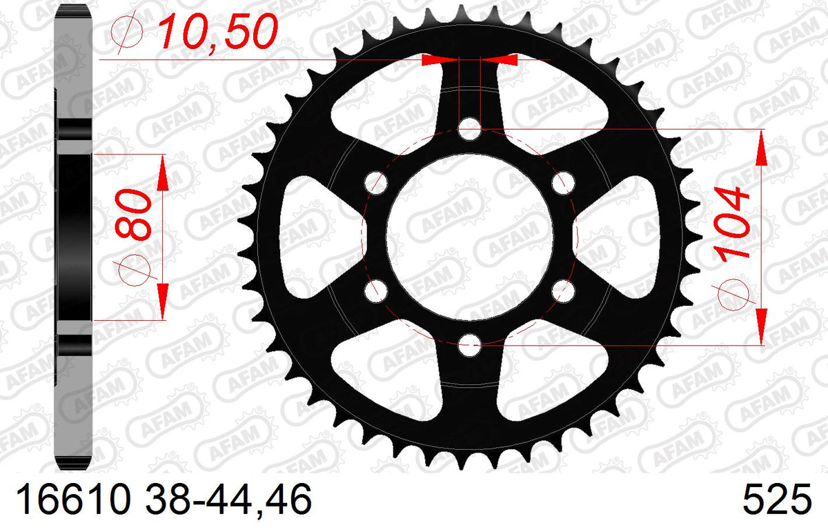 AFAM Tagumine hammasratas 16610-40, 40z, samm 525, teras
