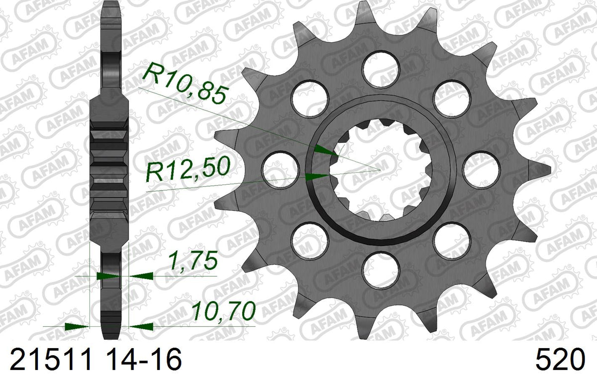 AFAM Eesmine hammasratas 21511-15, 15z, samm 520, teras