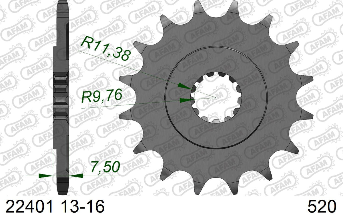 AFAM Eesmine hammasratas 22401-15, 15z, samm 520, teras