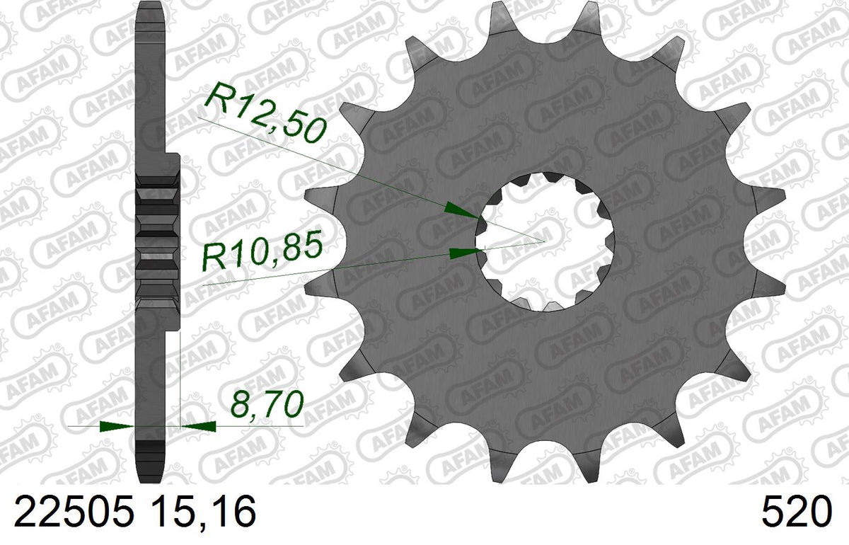 AFAM Eesmine hammasratas 22505-15, 15z, samm 520, teras