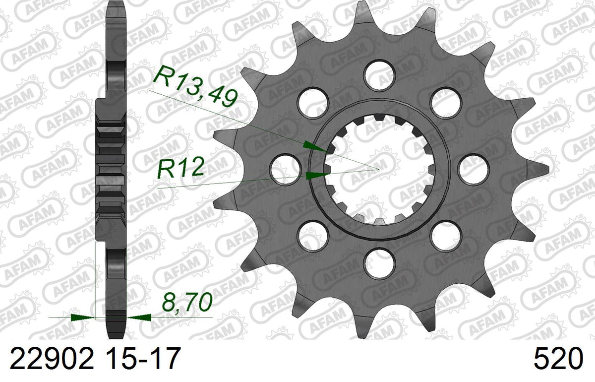 AFAM Eesmine hammasratas 22902-15, 15z, samm 520, teras