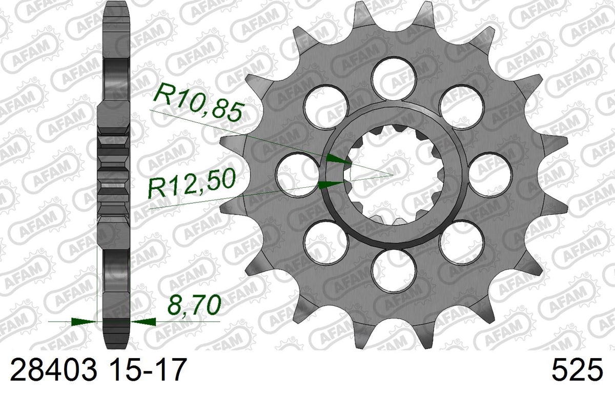 AFAM Eesmine hammasratas 28403-17, 17z, samm 525, teras