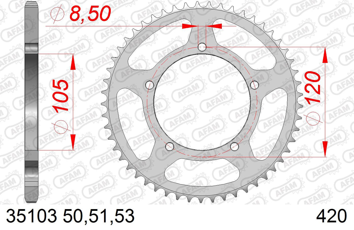 AFAM Tagumine hammasratas 35103-51, 51z, samm 420, teras