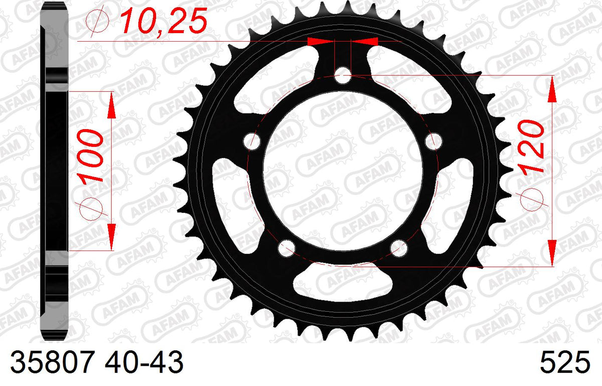 AFAM Tagumine hammasratas 35807-42, 42z, samm 525, teras