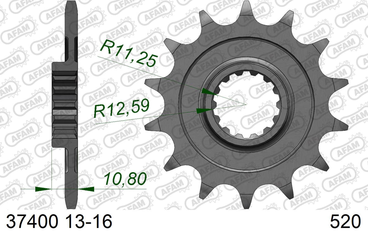 AFAM Eesmine hammasratas 37400-13, 13z, samm 520, teras