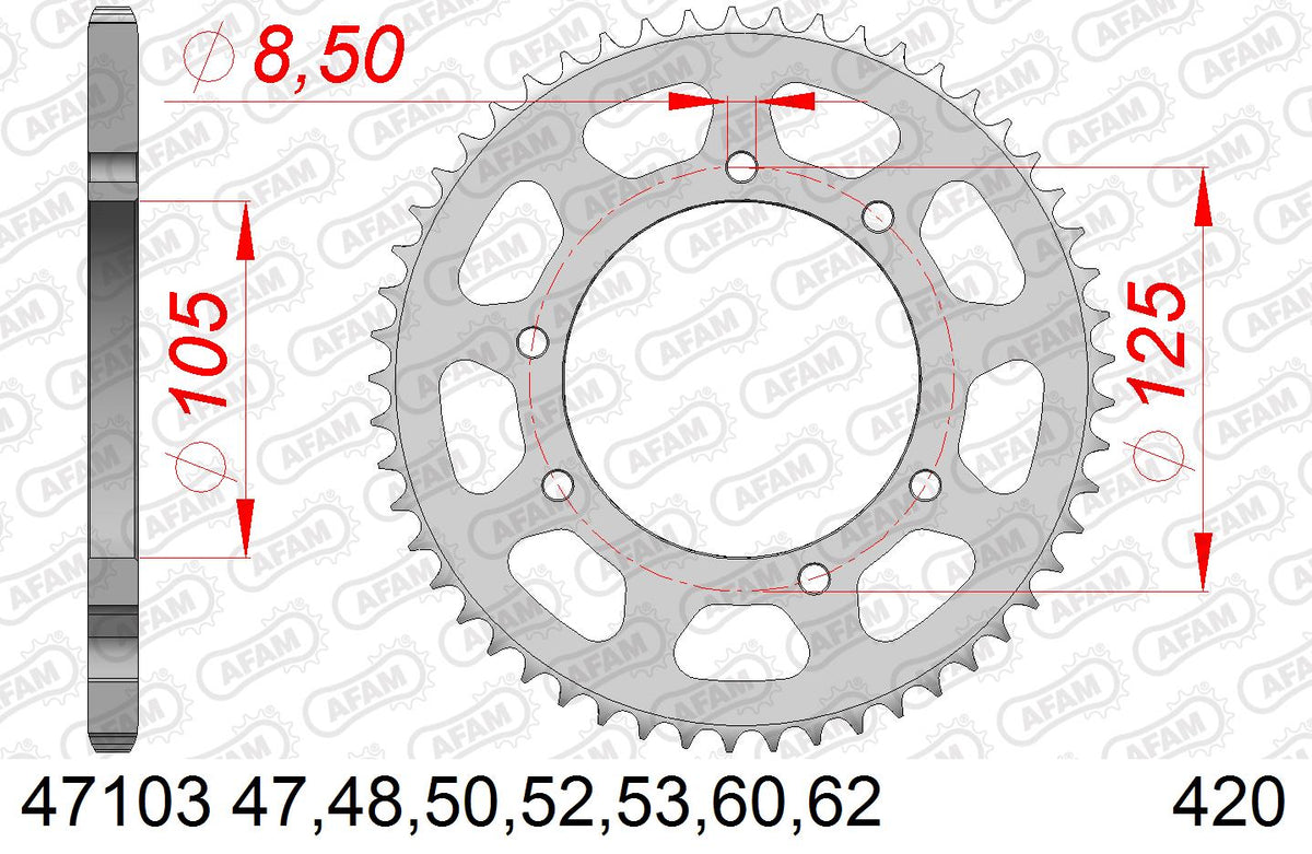 AFAM Tagumine hammasratas 47103-53, 53z, samm 420, teras