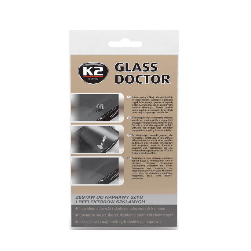 K2 Glass Doctor klaaside ja esitulede parandamise komplekt