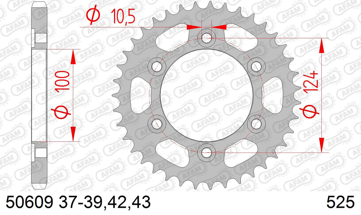 AFAM Tagumine hammasratas 50609-39, 39z, samm 525, teras