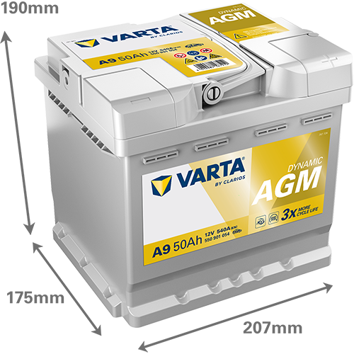 VARTA Dynamic AGM 550901054 käivitusaku 50 Ah 540 A L-