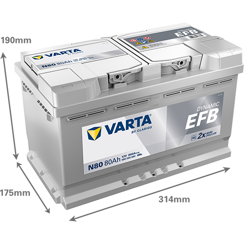 VARTA Dynamic EFB 580500080 käivitusaku 80 Ah 800 A L-