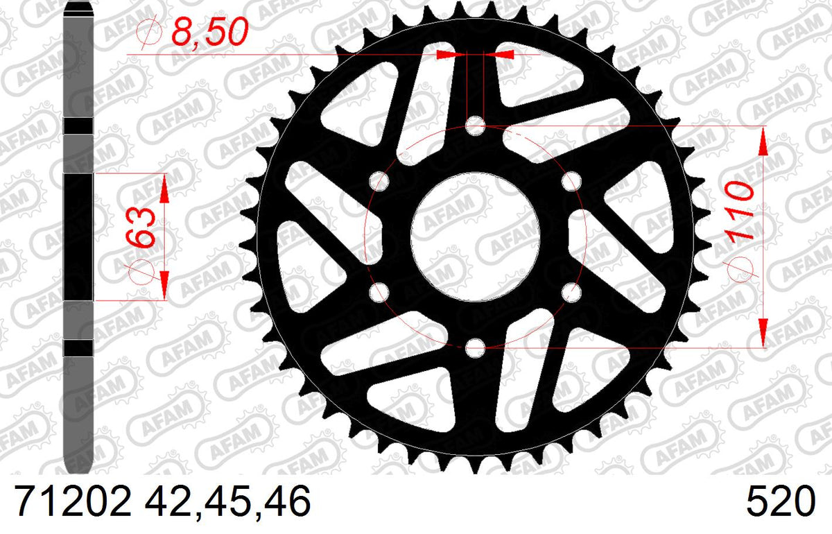 AFAM Tagumine hammasratas 71202-45, 45z, samm 520, teras