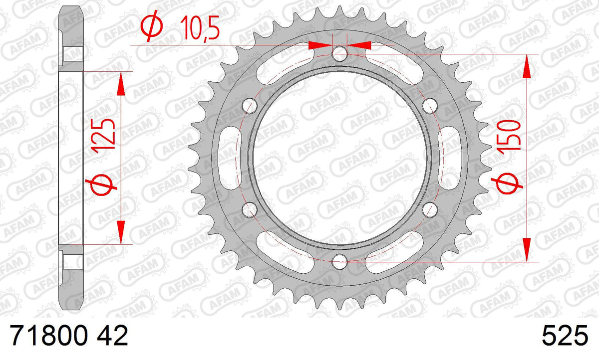 AFAM Tagumine hammasratas 71800-42, 42z, samm 525, teras