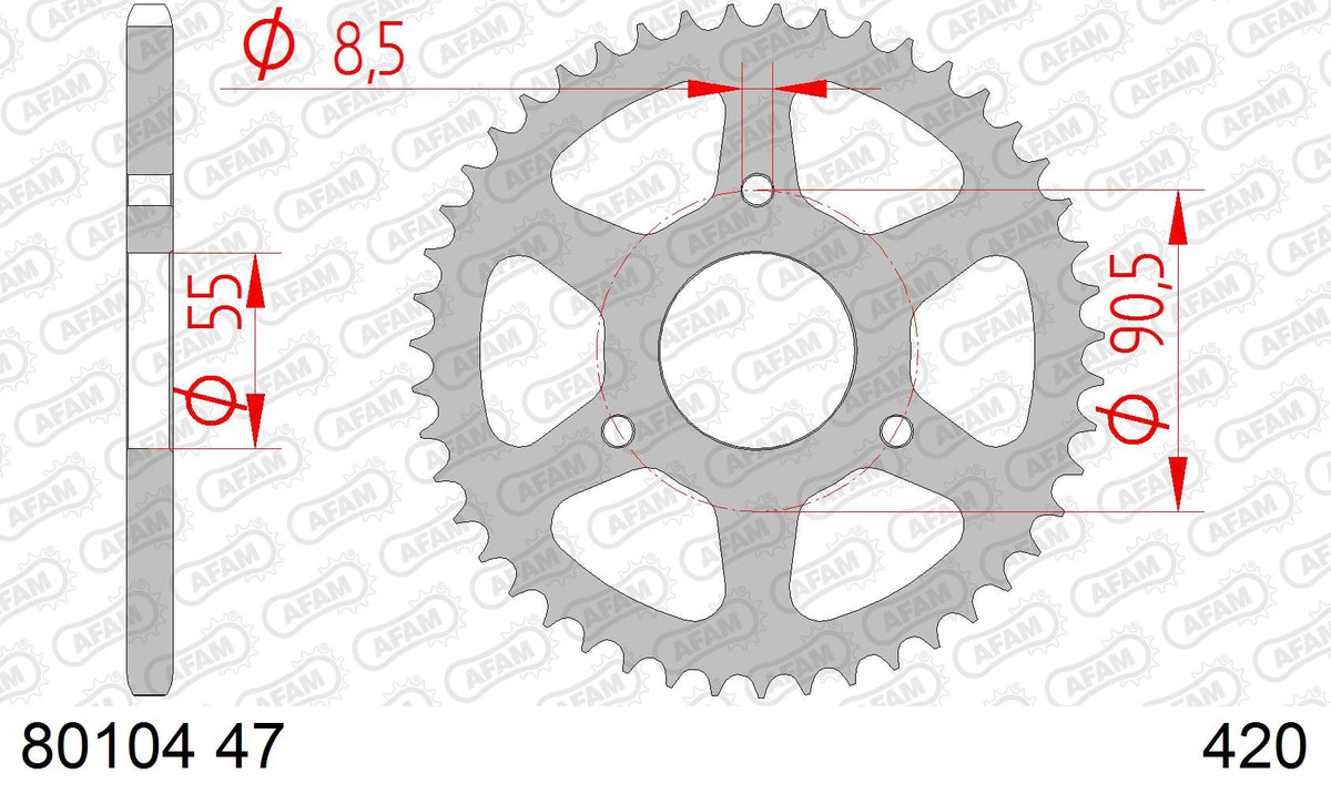 AFAM Tagumine hammasratas 80104-47, 47z, samm 420, teras