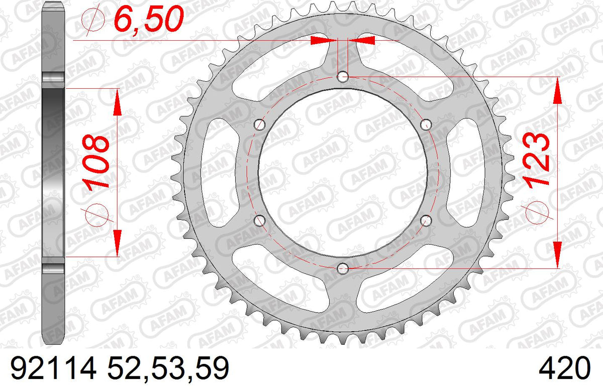 AFAM Tagumine hammasratas 92114-53, 53z, samm 420, teras