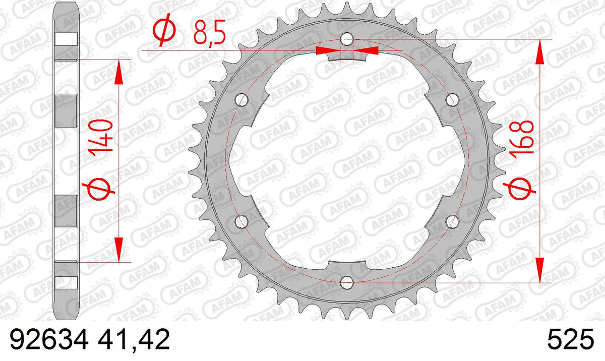 AFAM Tagumine hammasratas 92634-41, 41z, samm 525, teras