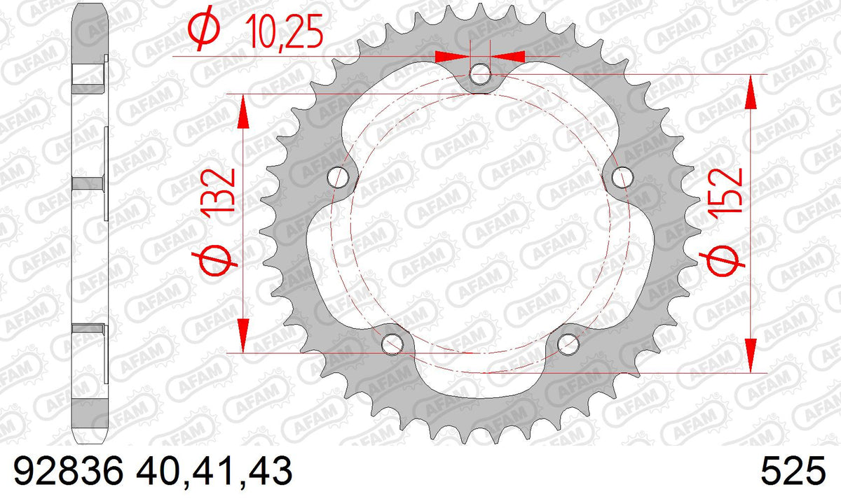 AFAM Tagumine hammasratas 92836-39, 39z, samm 525, teras