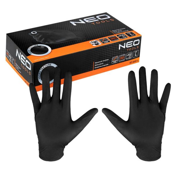 NEO Tools Nitriilkindad L GRIP, oranžid, 50 tk pakis